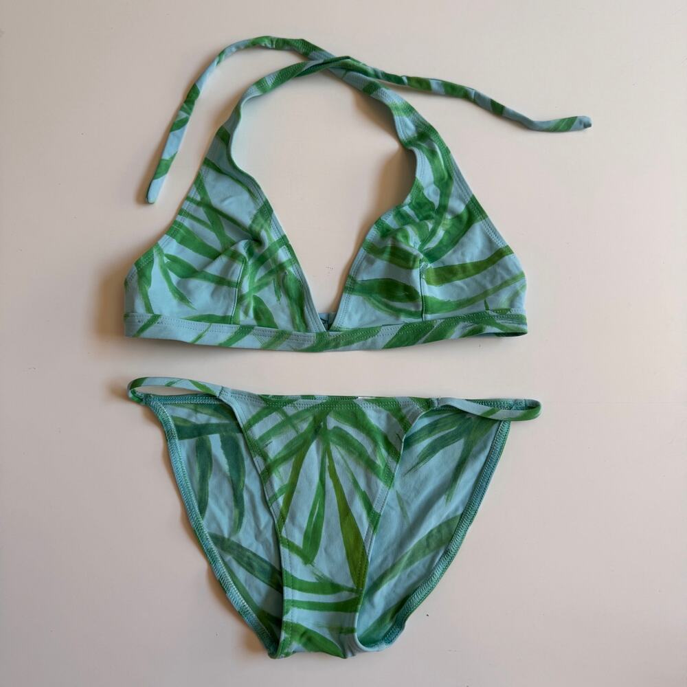 Eres Triangle Bikini Halter String Bathing Swim Suit Bamboo Leaf Size 10 12